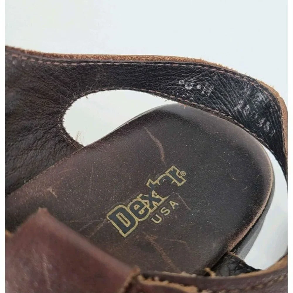 Dexter USA Mens Sling Back Strappy Adj Buckle Closure Nature Brown Sandals 8